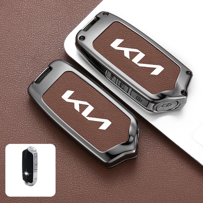Zinc Alloy Leather Car Remote Smart Key Holder Case Shell For Kia KN Stinger Stinger GT GT Elite GT K9 Auto Interior Accessories
