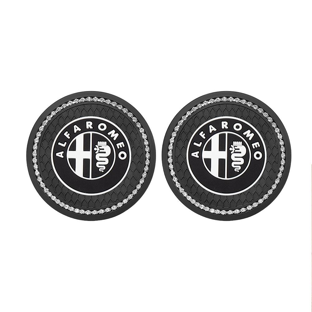For Alfa Romeo Giulietta 156 GT 159 147Mito Giulia F1 Stelvio 1pc/2pcs Non-slip Car Water Cup Pad Rubber Mats Car Accessories