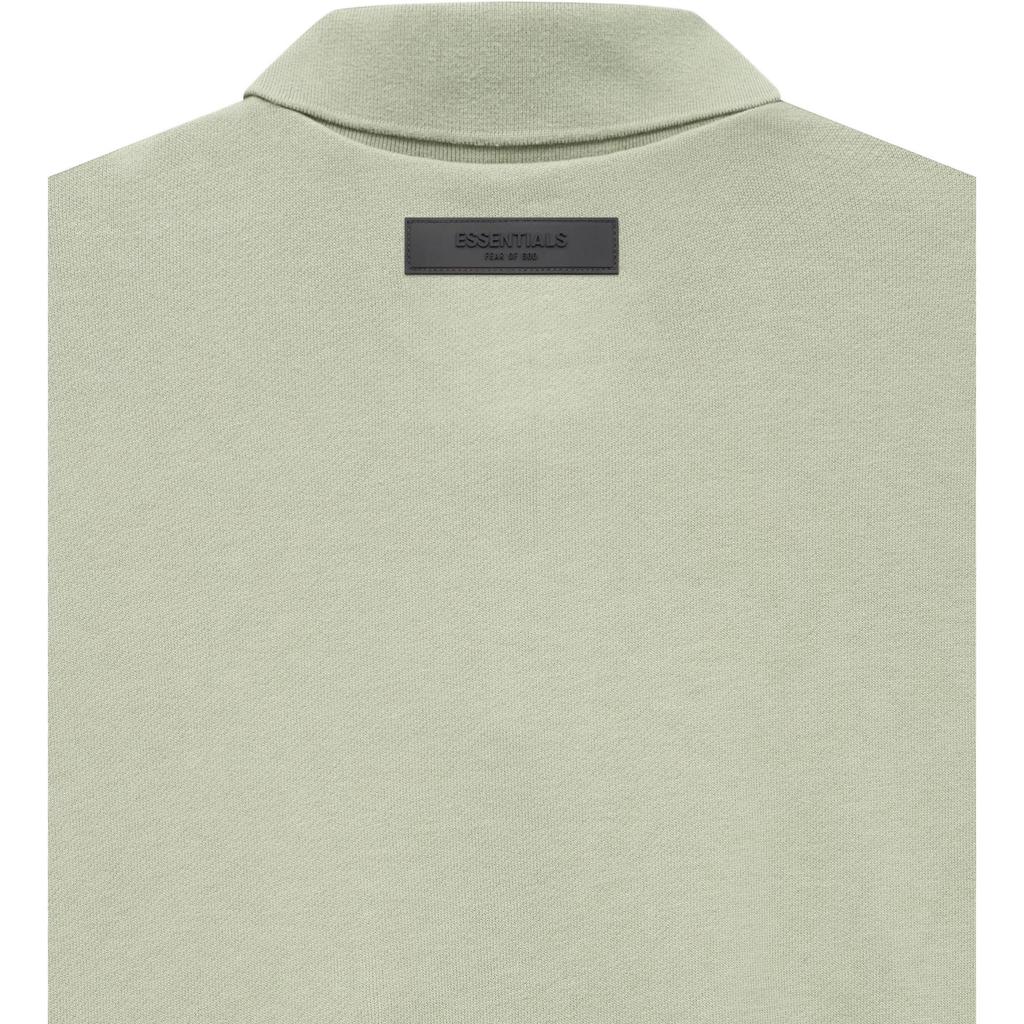 Fear of God Essentials SS22 Long Sleeve Polo With Flocked Logo Men Polo Shirts Seafoam Gray-Green FOG-SS22-182