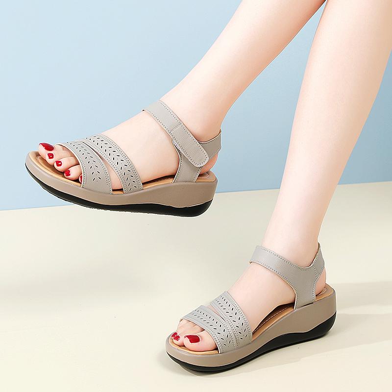 Sandale cu platformă de vară pentru femei, pentru lift, de exterior, elegante, cu vârf deschis, casual, pentru fete, mărime mare, talpă groasă, sandale negre gri