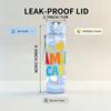 1PC Family Vacation Color Letter Graphic 750ml Color Plastic Water Bottle Leakproof Flip Straw Lid For Sports Office Home Use