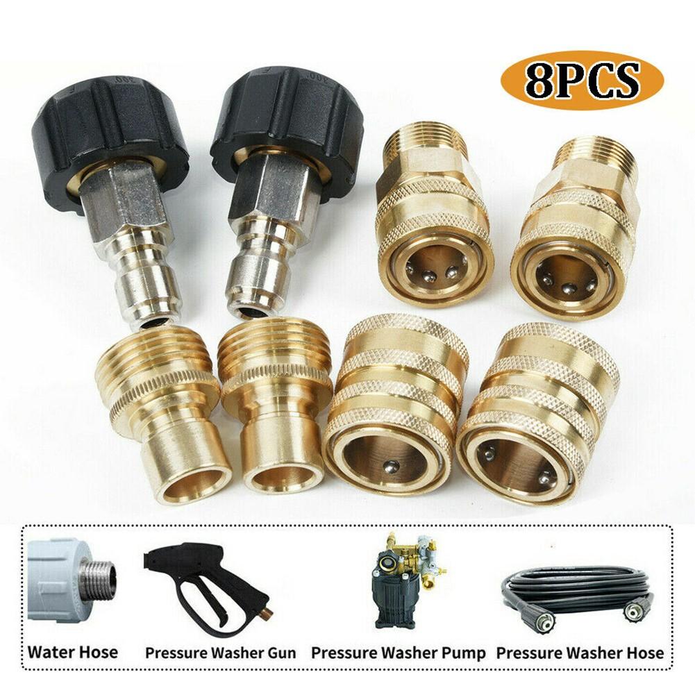 8PCS Pressure Washer Adapter Set Quick Connect Fitting For Power Washer Hose