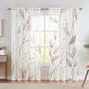 2PCS Sheer Curtains, Beige and Gold, Delicate Botanical Leaves and Branches Pattern, Suitable for Bedroom and Living Room