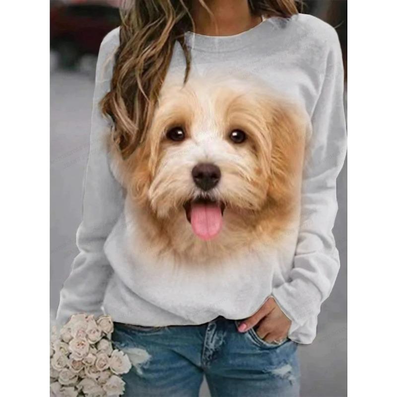 Hanorac Drăguț cu Imprimeu 3D Câine Hanorace Femei Modă Sweatshirt Gât Rotund Animal Hanorace Femei Paltoane Haine Pisică 3D Harajuku Toamnă