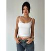 Top Canotta da Donna Sexy con Bordi in Pizzo, Scollo a U, Colore Unito Base, Vestibilità Aderente, Spalline Sottili, Schiena Scoperta, Crop Top, Primavera/Estate 2026
