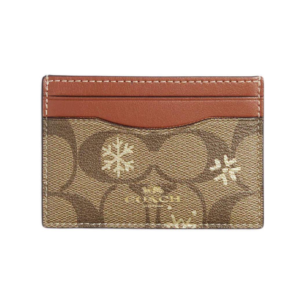

Coach Card Case 10 Classic Monogram Snowflake Print Coated Canvas Smooth Leather ID Card Holder Mini Women card holder Khaki Brown CF337-IMV2X Basic Set (Bag+Dust Bag)