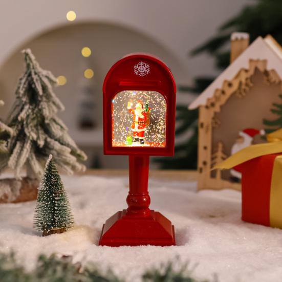 Christmas Wind Light USB/Battery Powered Mailbox Design Lamp Retro Sequin Glass Ball Santa Claus Snowflake Table Lamp Xmas Decor