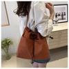 Large Capacity Women Drawstring Tote Bag Japanese Ins Style Casual Crossbody Shoulder Bag for Daily Commute Shopping