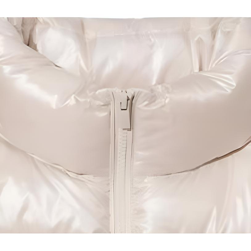 Uniqlo Shiny Puffed Stand Collar Zipper Korean Style Down Jacket Women Outerwear Off-White 450456-01