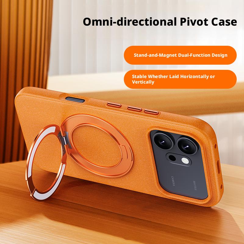 For Honor 600/600 Pro and Honor 500/500 Pro Case Rock Sand Strong Anti-Fingerprint Anti-Oil Magnetic 360° Rotatable Stand Cover
