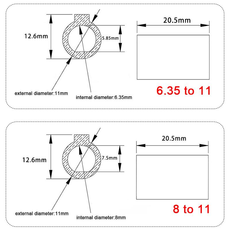 RV030 shaft sleeve adaptor for worm gearbox speed reducer shaft coupling 6.35mm 8mm input shaft of nema 23 motor