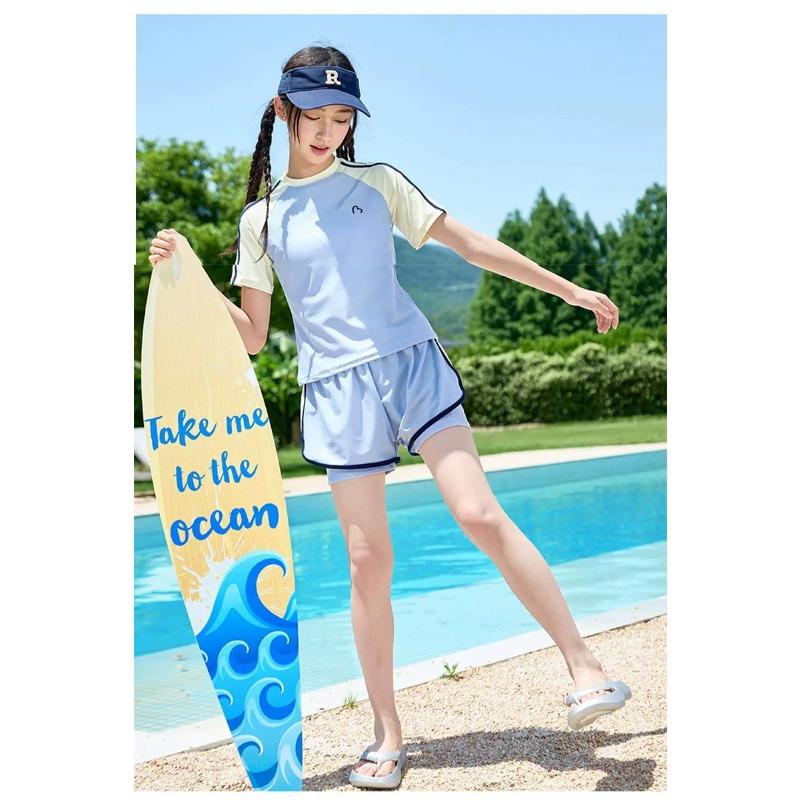 Swimsuit Women's Two-piece Set Sporty and Simple Polyester Suitable for Children and Students Beach and Hot Spring Swimsuits