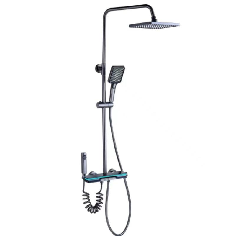 Digital Temperature Display Bathroom Shower Full Set Bathtub Shower System Rainfall LED Shower Sets Hot Cold Mixer Shower Faucet