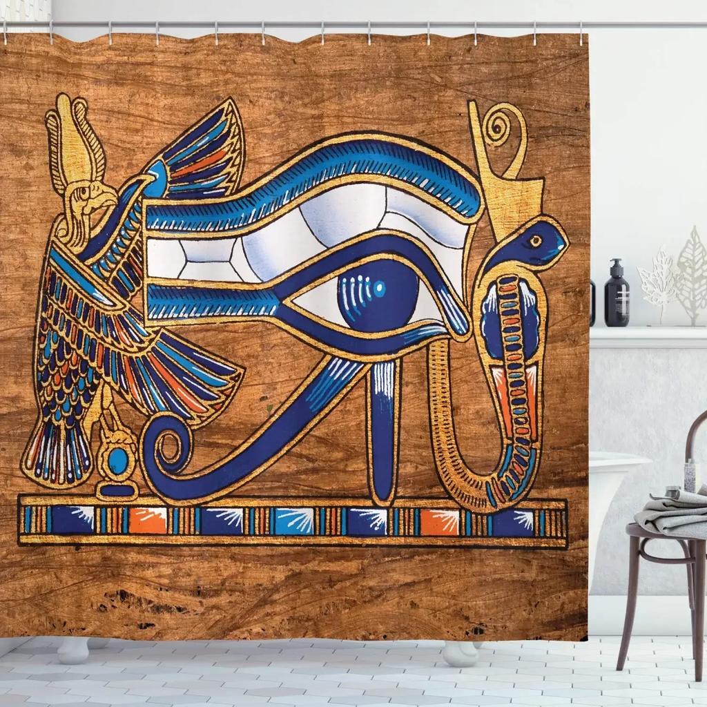 Shower Curtain Hieroglyphics Alphabet Symbols Cool Egypt Letters Drawing Bathroom Polyester Fabric Bath Curtain