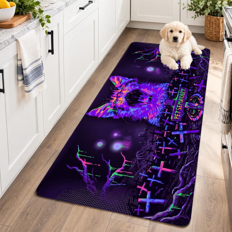 Flannel Kitchen Mat Pet Sematary Soft Area Rug Non Slip Floor Carpet Home Decoration