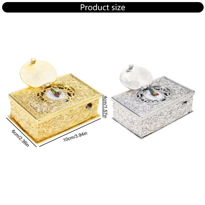 Antiker Gesangsvogel-Schmuck aus Legierung mit geprägtem Engelsmuster Mechanische Spieluhr für Schreibtisch Regal Display Geschenk