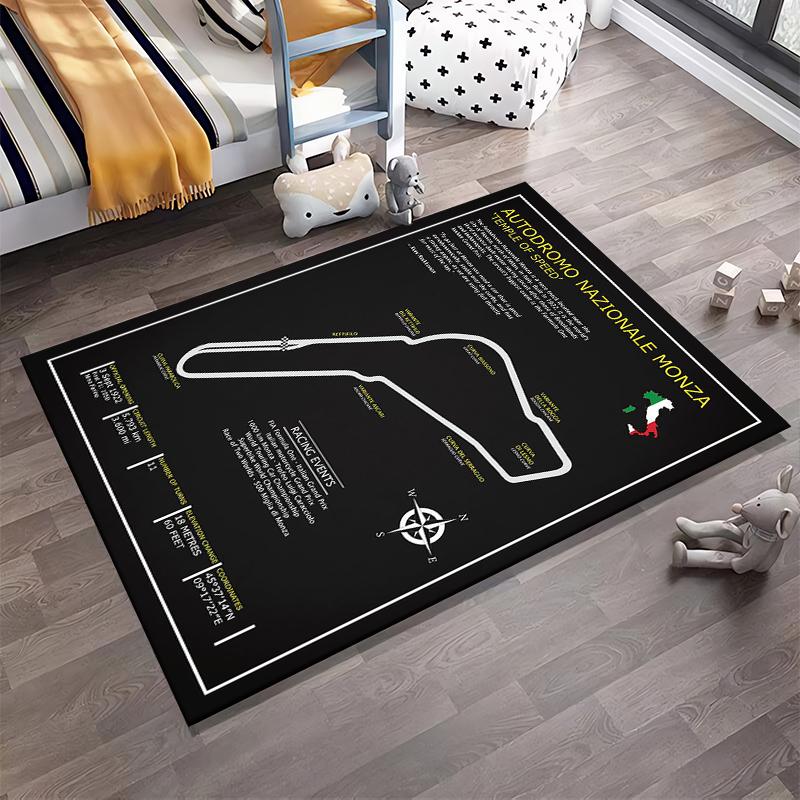 Monza Circuit Map Design Rug Non-slip rug suitable for living room and bedroom sofas.