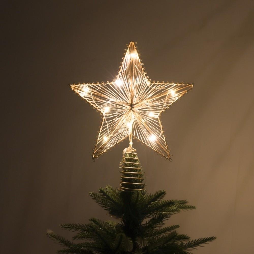 Hollow Snowflakes Xmas Tree Ornament Iron Glowing Tree Topper New Christmas Trees Topper