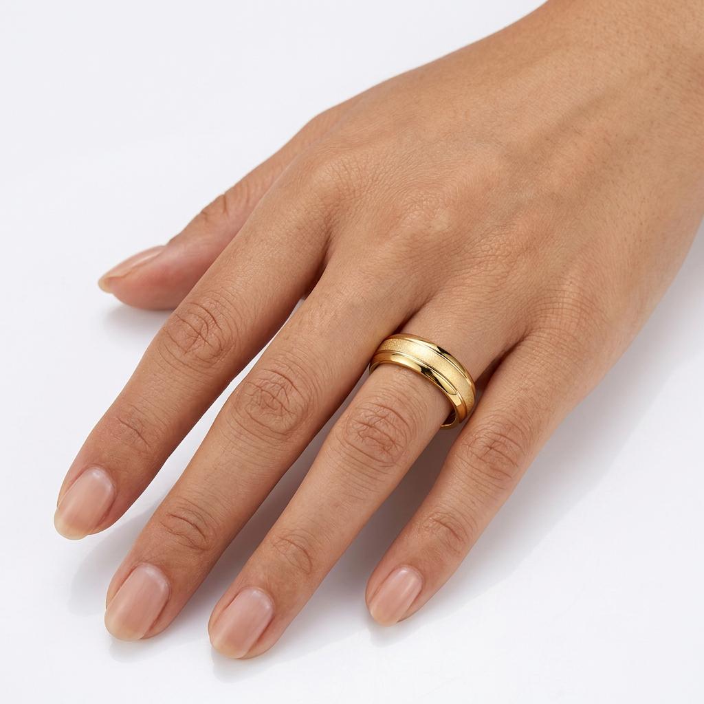 Gold Matte Ring Couple for Men Women Classic Wedding Engagement Band 6mm Special Valentine's Day Gift for Lover