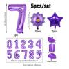 5pcs Purple Number Foil Balloon Set for Birthday Parties, Anniversaries, Holiday Celebrations, Party Decorations,