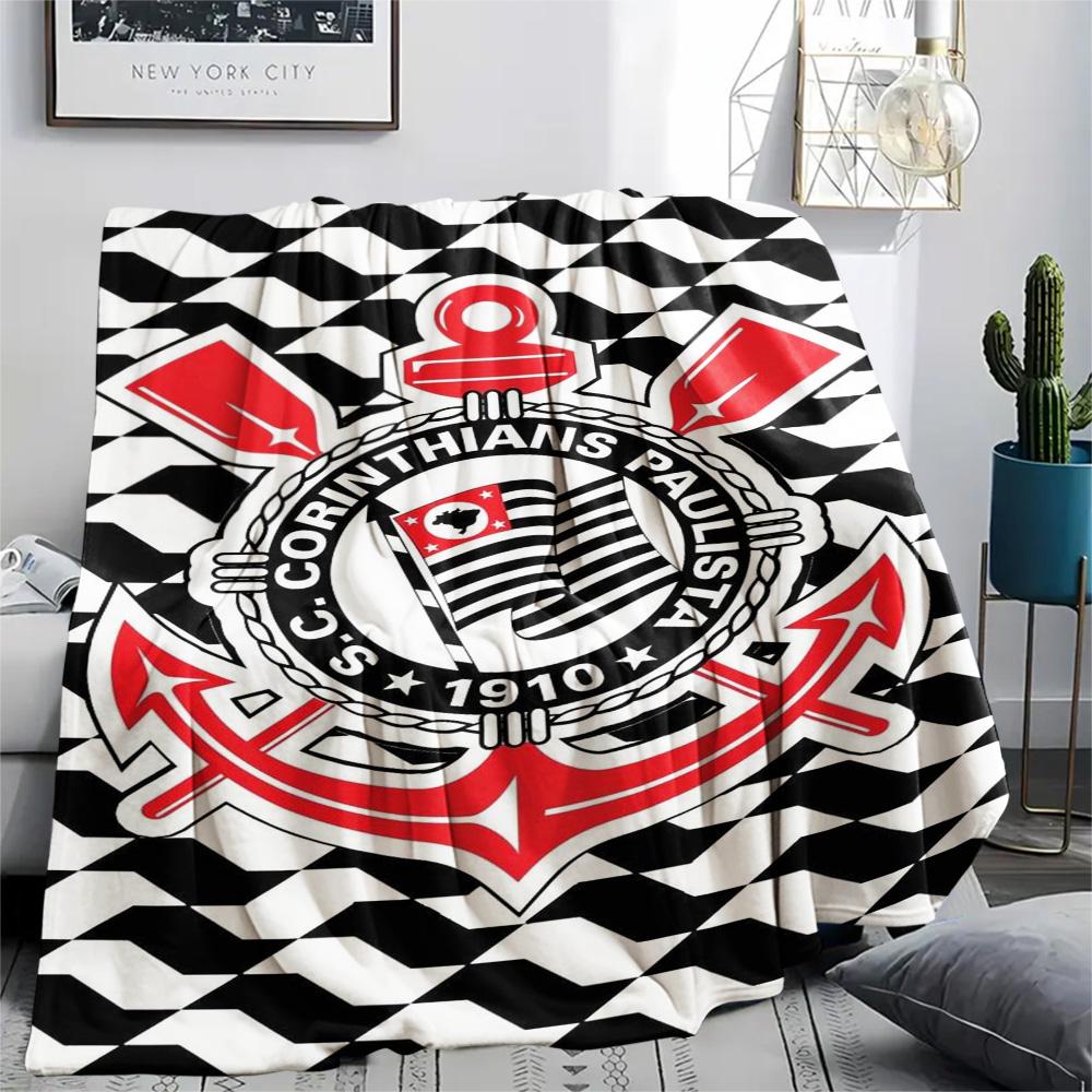 1 pièce Couverture en Flanelle Imprimée SC Corinthians Paulista Haute Qualité Chaude Confortable Couverture pour Toutes les Saisons Parfaite pour les Cadeaux Décoration de la Maison