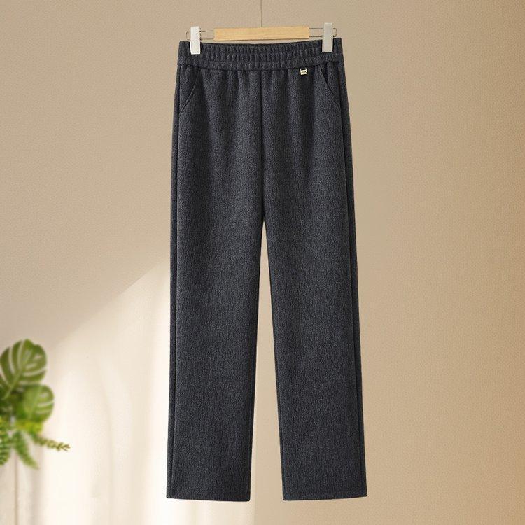 Grandma Style High-Waisted Velvet Elastic Waist Casual Pants for Middle-Aged and Elderly Women