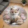 1pc Fox Flowers Round Chair Mat Area Rug - Non-Slip, Floor Mat for Office, Bedroom, and Indoor Decor-1002323