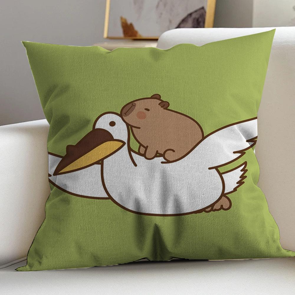 Cute Cartoon Capybara Cushion Cover Pillowcase Upholstery Sofa Throw Pillow Home Decor Pillowcas