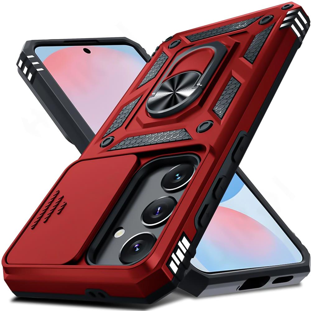 Military Armor Camera Slide Case For Samsung A16 A55 A35 A15 A53 A13 A73 A33 A52 A54 A34 A14 A24 Magnetic Ring Stand Phone Cover