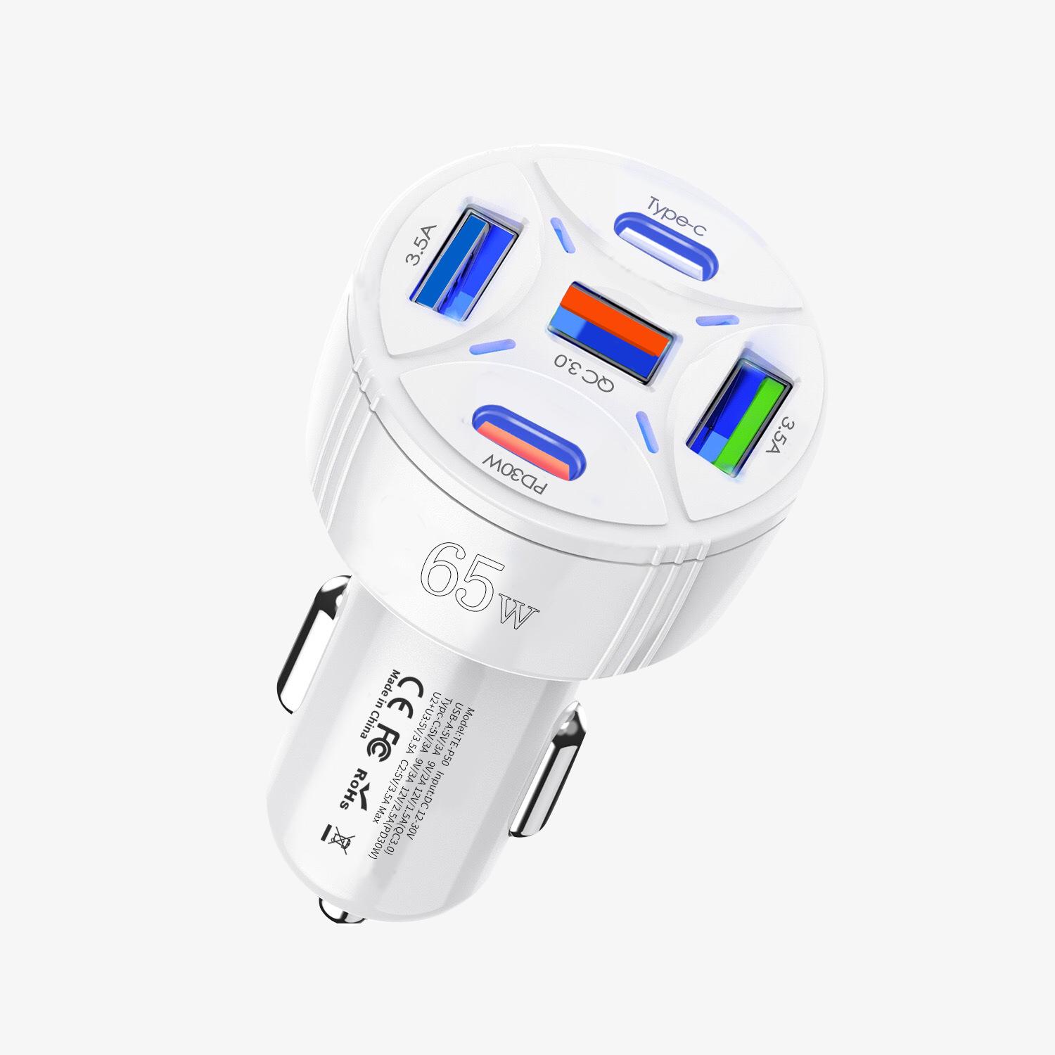 

Apple 15 Car Charger 65W Multi-Port, 1-to-5 PD30W Super Fast Charging Adapter