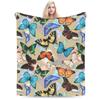 Colorful Butterfly Pattern Blanket Flannel  Winter  Portable Super Warm Throw Blankets for Bedding Bedroom Plush Thin Quilt