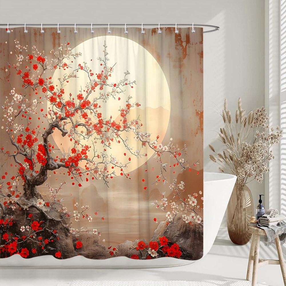 Outdoor Scenic Duschvorhang Wasserfall Landschaft Natur Landschaft Tropischer Wald Polyesterstoff Duschvorhang Badezimmer Deko