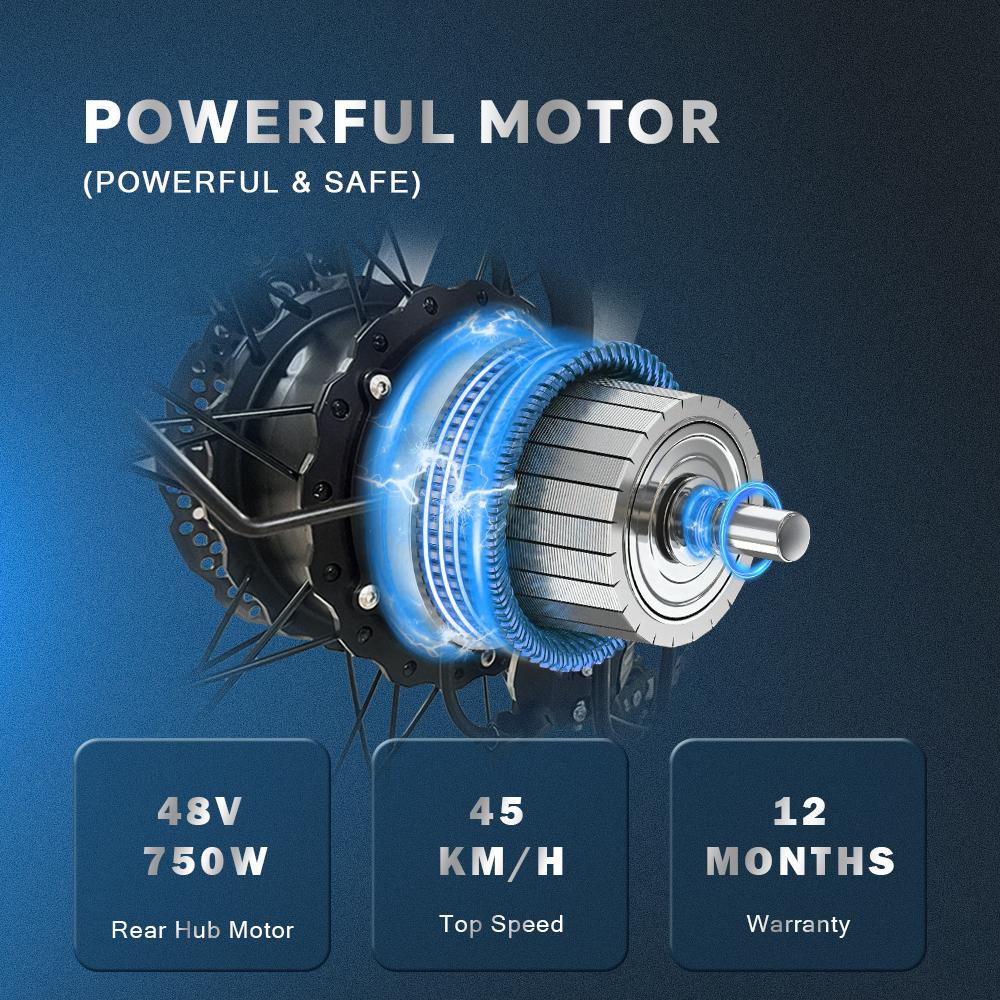 DRVETION CT20 Składany Rower Elektryczny 20*4.0" Grube Opony 750W Silnik 48V 10AH/15AH/20AH Bateria 45km/h Maksymalna Prędkość Hamulec Tarczowy Shimano 7-biegowy