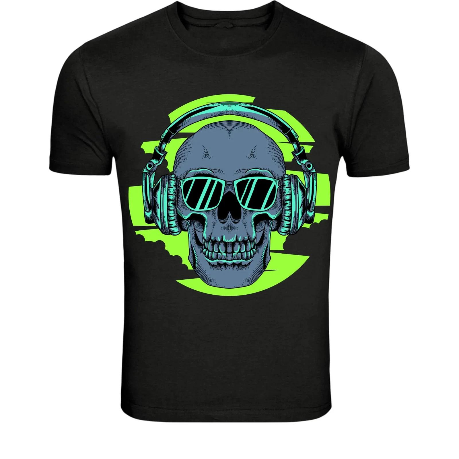 DJ Skull Headphones T-Shirt - Cool Music Lover Skeleton Graphic XXXL