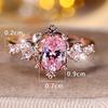 Luxury Crystal Pink Zircon Oval Stone Flower Rings For Women Vintage Rose Gold Color Wedding Band Bridal Jewelry Engagement Gift