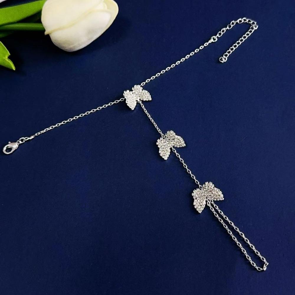 Bohemian Glänzendes Rhombus Kristall Armband für Damen Mädchen Einfache Dünne Herz Blume Schmetterling Kette Fingerarmbänder Schmuck Geschenke