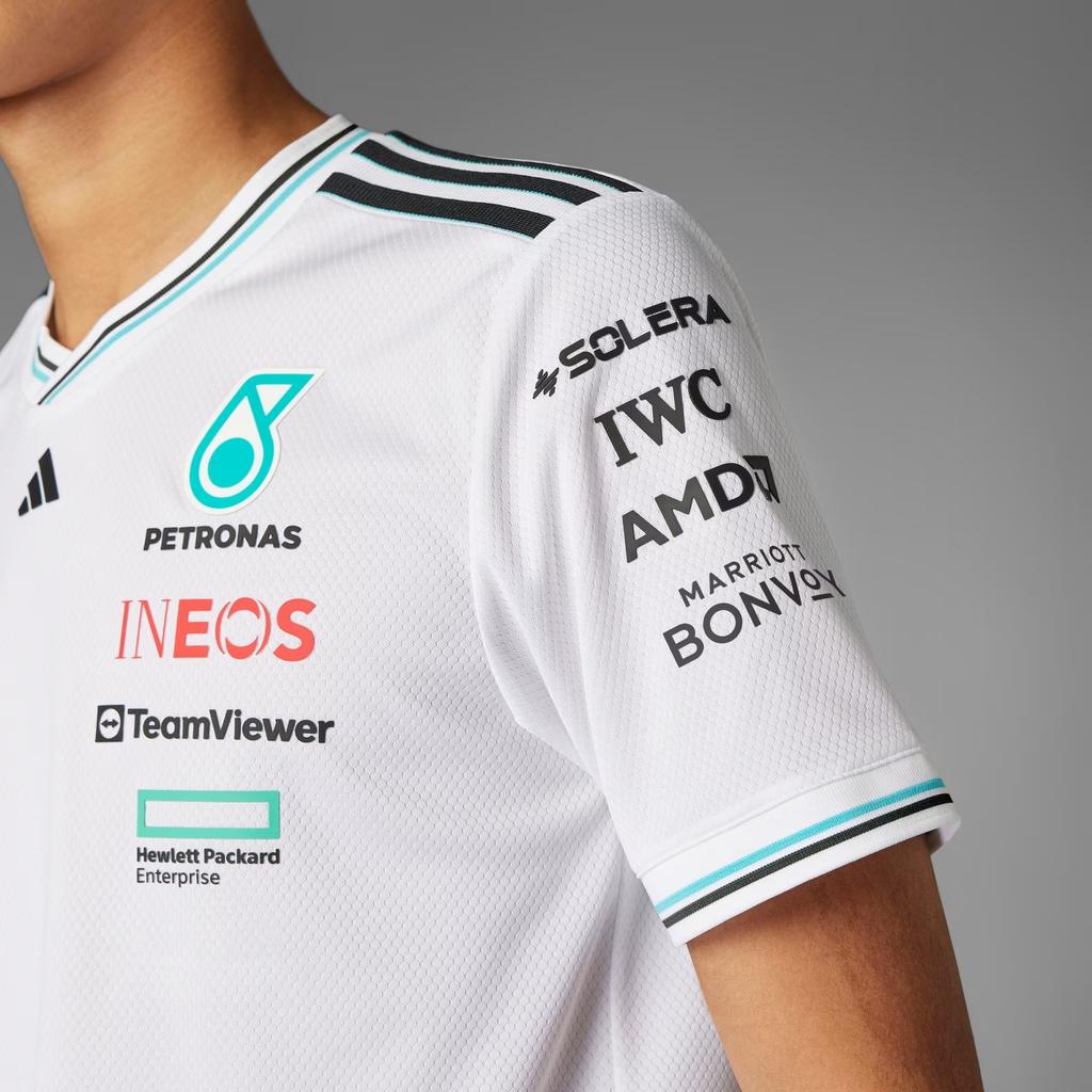Adidas x MERCEDES AMG PETRONAS F1 TEAM DRIVER JERSEY AUTHENTIC T Shirt Men's White/Black JX5795