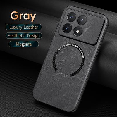 Luksusowe skórzane etui magnetyczne Magsafe do POCO X6 X5 Pro F5 Pro C65 M6 Etui samochodowe Silikonowe etui odporne na wstrząsy Pełna ochrona