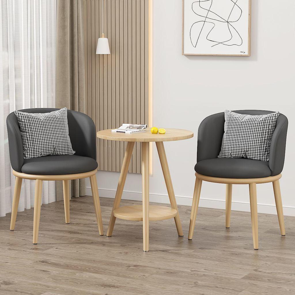 Light Luxury Balcony Tea Table & Chairs Set: Modern 3-Piece for Hotel or Bedroom - Includes One Table & Two Chairs