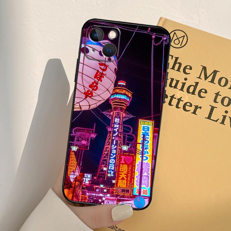 

Neon Blue Cyberpunk Tokyo Street Phone Case For iPhone 17 16 15 14 13 11 12 Pro Max mini XR 16e 15 16 Plus 17 Air Full Cover iPhone 14