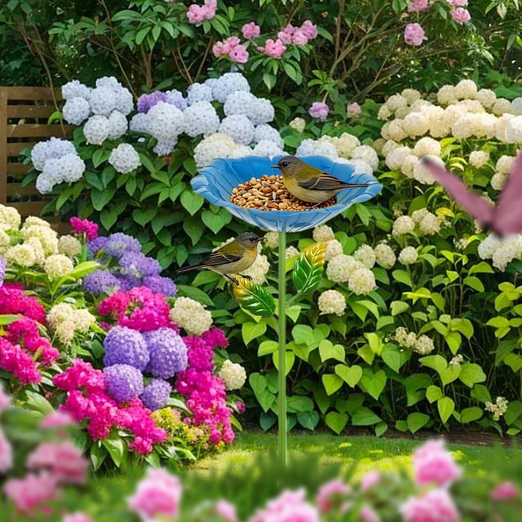 Bee Bath Flower Shaped Garden Stake Bird Water Feeder Outside Butterfly Drinking Station for Patio Backyard Porch Yard Lawn