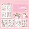 4Pcs Cute Pink  Sweetheart Cartoon Stickers Frosted PET Transparent Scrapbook Journal Sticker Deco Kawaii Girl Stationery Decals