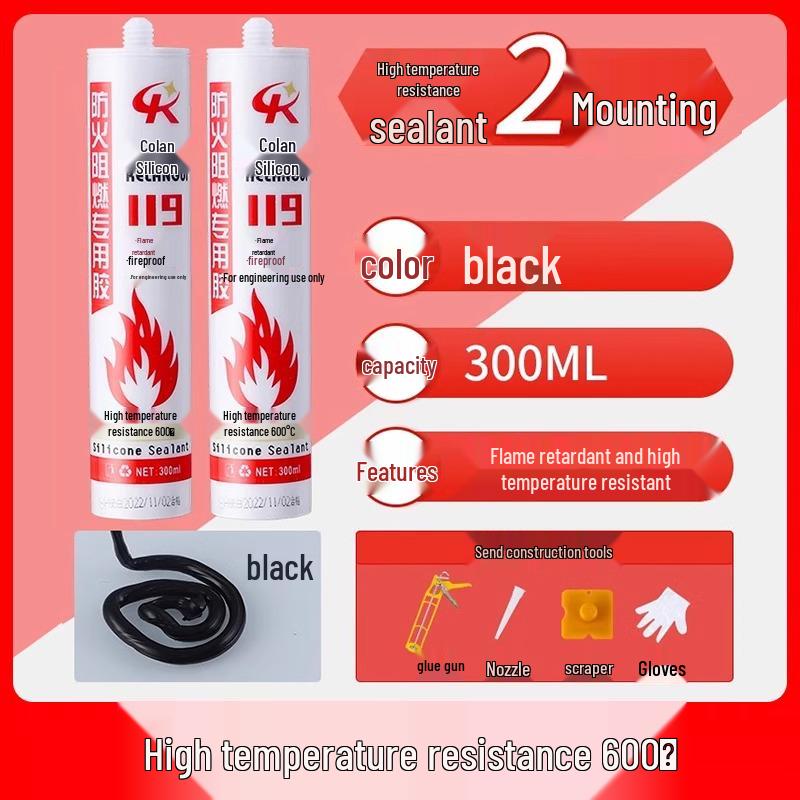 500° Fireproof Silicone Sealant: Waterproof, Flame-Resistant Adhesive for High-Temperature Glass and Structural Applications.