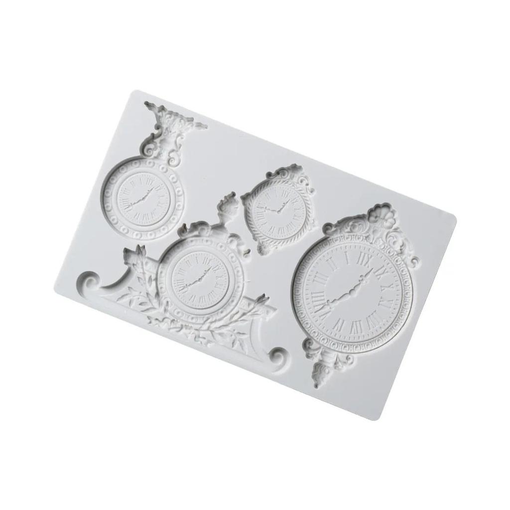 New European-style Retro Clock Grain Chocolate Mold Sugar Cake Silicone Mold Baking 3D Silicone Molds