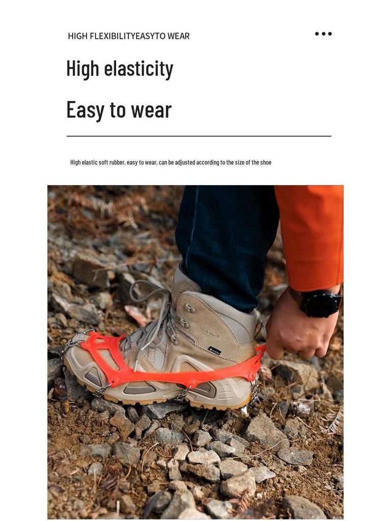 12-Tooth Manganese Steel Ice Cleats: Outdoor Anti-Slip Shoe Spikes for Icy Roads & Mountaineering