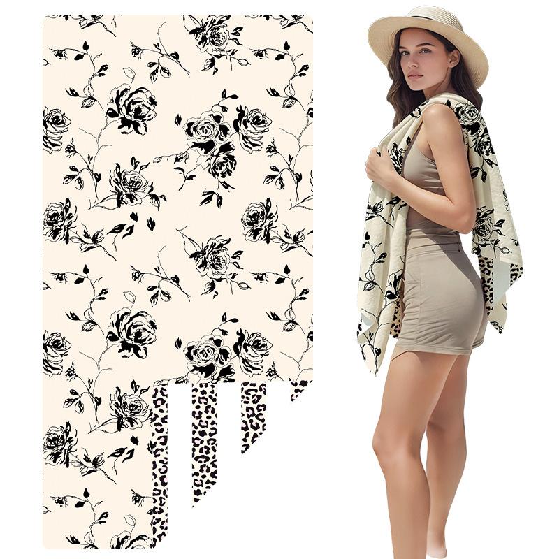 

Пляжное полотенце с зелеными, синими звездами и двухсторонним бархатным узором * Большое спортивное полотенце 80 * 160 [Spot sale]