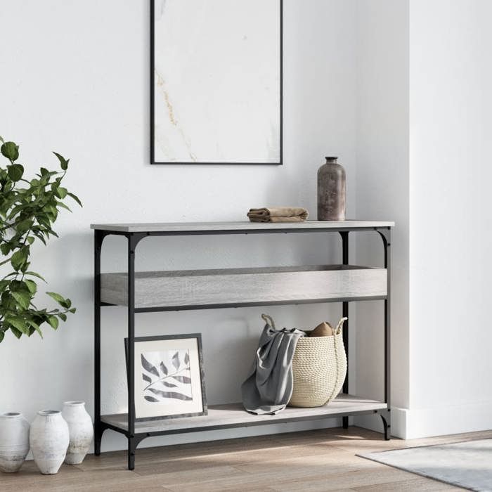 VidaXL Console Table with Shelf Sonoma Grey 100x29x75 Cm 837720