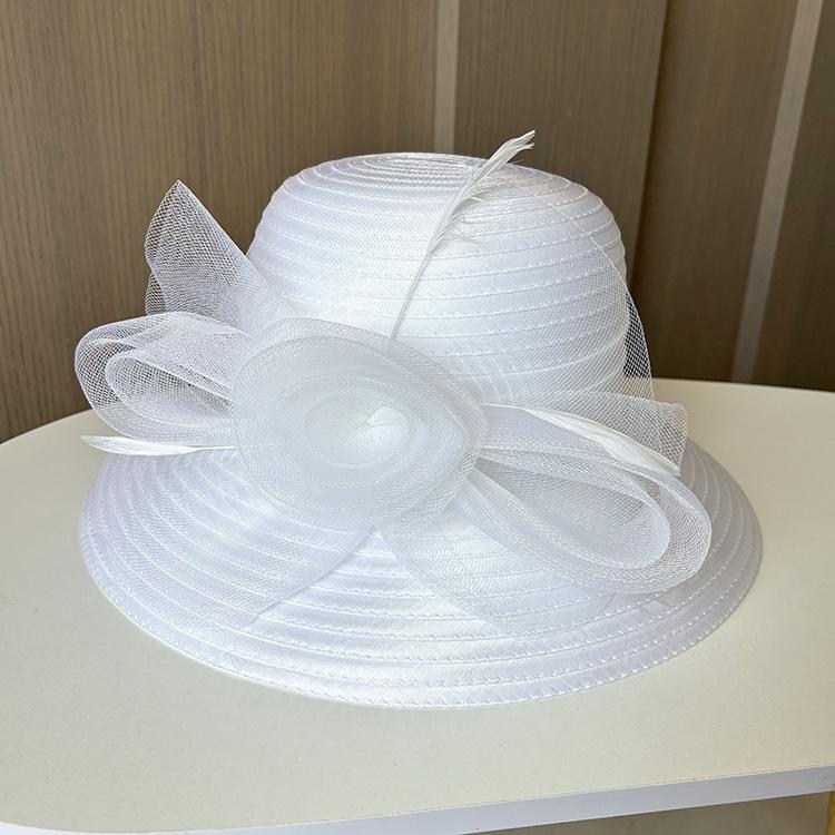 New Mesh Flower Pot Hat, European, American And British Retro Dome Fashion Top Hat, Women'S Summer Sun Protection Sun Hat