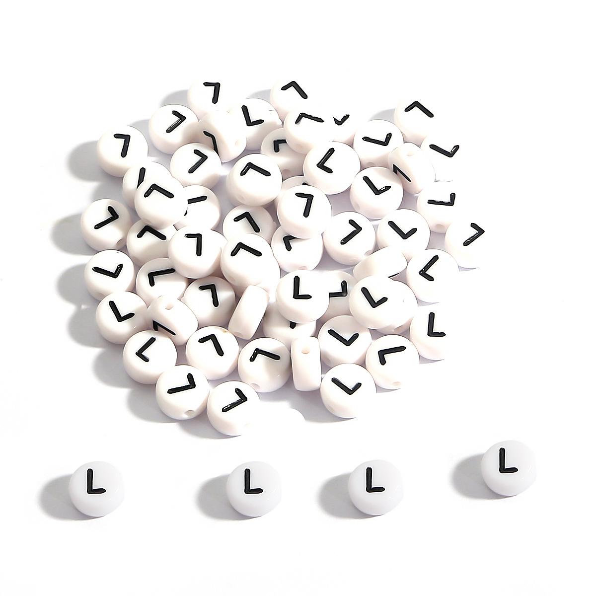 

3600 шт. бусины в форме букв круглые бусины в форме букв алфавита акриловые бусины для самостоятельного изготовления ювелирных изделий браслет ожерелье аксессуары L чёрный/белый