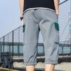 Casual Summer Men's Shorts Solid Straight Loose Cropped Pants Elastic Waist Sports Jogging Outwear Color Block Capri Trouser